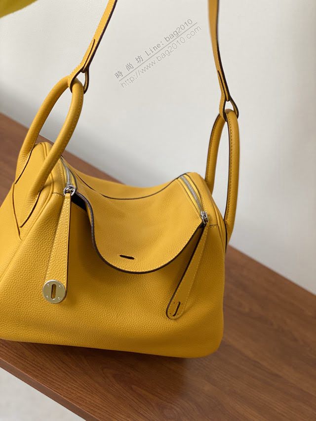 Hermes女包 愛馬仕lindy togo皮 金扣 銀扣 Hermes手提肩背包 湖泊黃  am1964